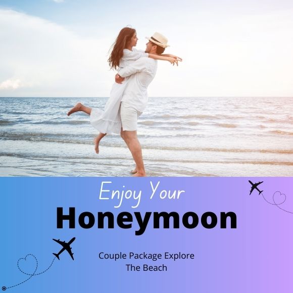Romantic couple enjoying a honeymoon destination booked with Traveloft