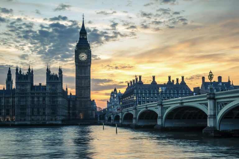 London skyline featuring Big Ben, London Eye and River Thames